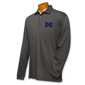 Michigan Wolverines B&T CB DryTec LS Championship Polo - Charcoal